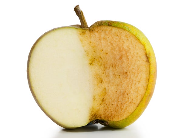 Enzymatic browning of cut apple 